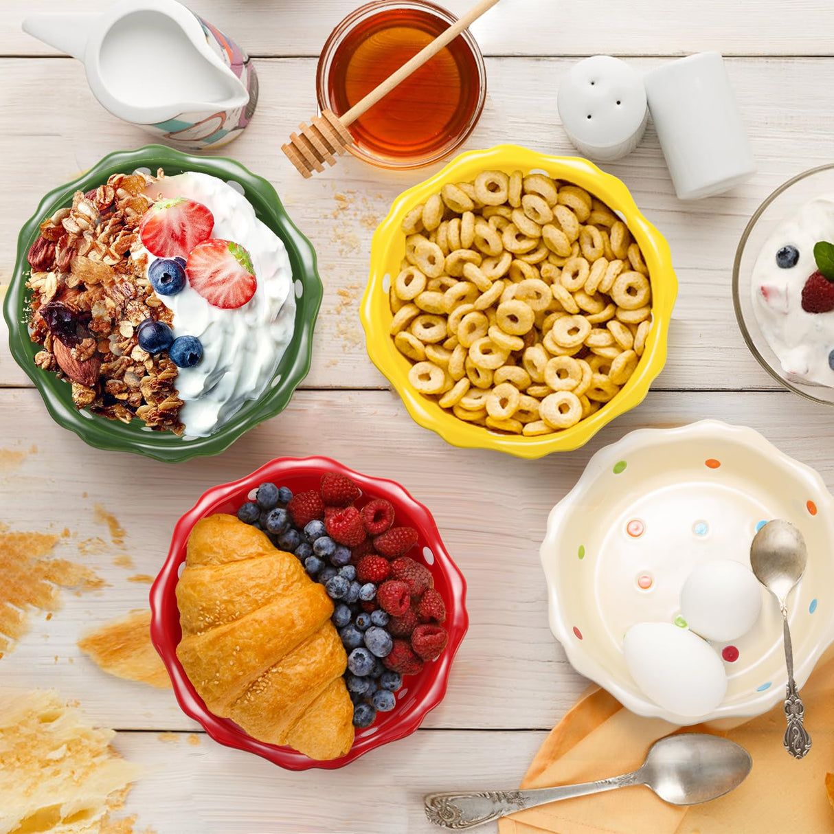 AVLA 4 Pack Ceramic Mini Pie Pans, 6 Inch Small Baking Pie Dish Plate, 10 oz Individual Deep Dish Pie Plate, Kitchen Bakeware Pot Pie Pans for Quiches, Tarts, Puddings, Apple Pecan Pie, Oven Safe AVLA