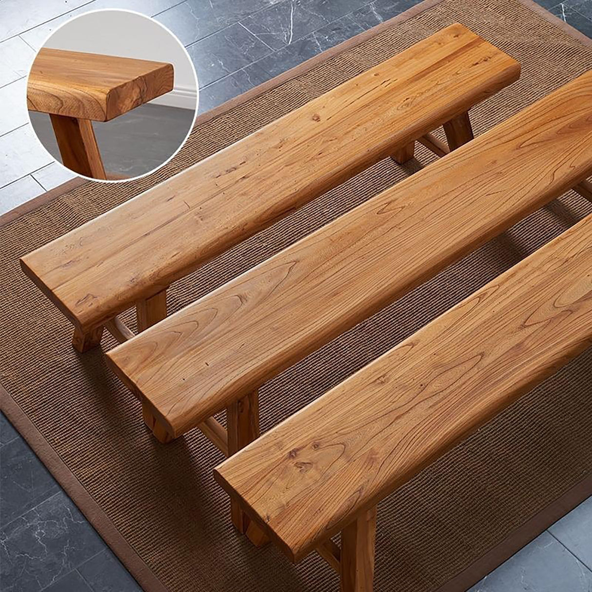 ZPrestiCraftbl Farmhouse Small Wooden Indoor Bench - 19.7in Entryway Bench, Natural Solid Wood, Durable & Sturdy, Suitable for Dining Room, Bedroom, Porch ZPrestiCraftbl