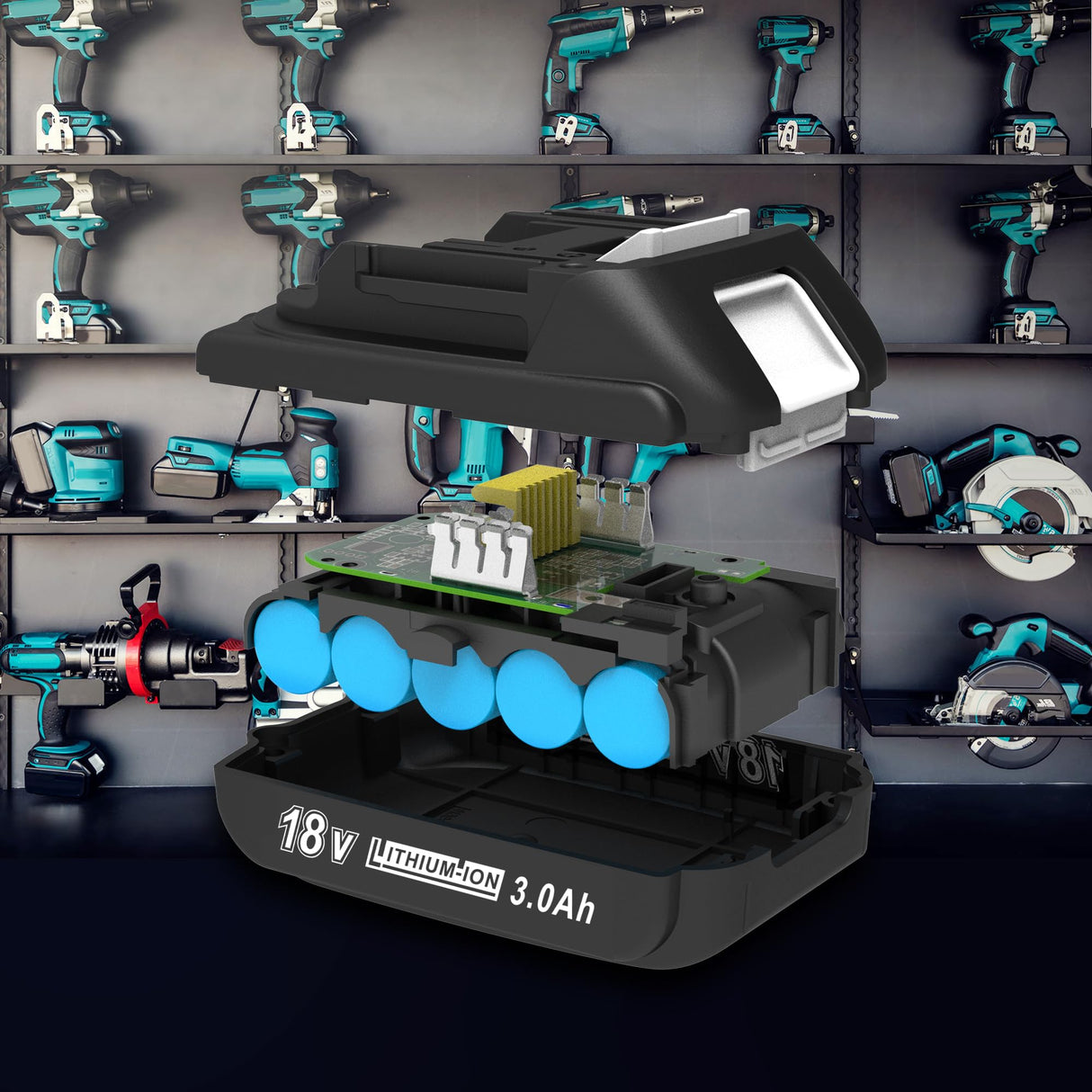 CHAUNVEN 3000mAh 18V Battery Replacement for Makita 18V Battery Compatible with 18 Volt BL1830B BL1840B BL1850B BL1860B BL1815B Battery (2 Packs) CHAUNVEN