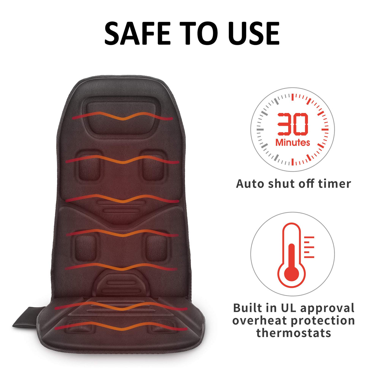 COMFIER Massage Seat Cushion with Heat,10 Vibration Motors Seat Warmer, Back Massager for Chair, Massage Chair Pad for Back,Valentines Day Gifts for Him Her,Black COMFIER