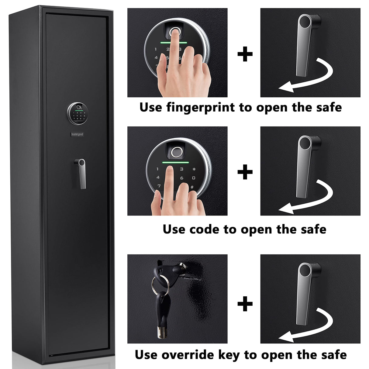 Rifle Safe 5 Gun Safes Quick Access Biometric Rifle Safe Gun Cabinets for Rifles and Shotguns Gun Safe for Rifles Storage Easier Smart Rifle Cabinet Provide Silence and Vibration Function hunter good