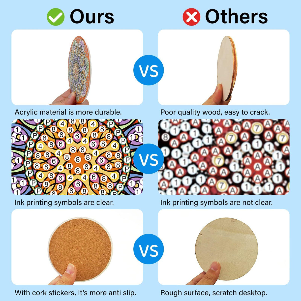 FILASLFT 8 Pcs Diamond Painting Coasters with Holder, Beginners DIY Diamond Art Coasters Crafts for Adults,Small Diamond Painting Kits Circular Coaster Suitable for Gifts and Office Home FILASLFT