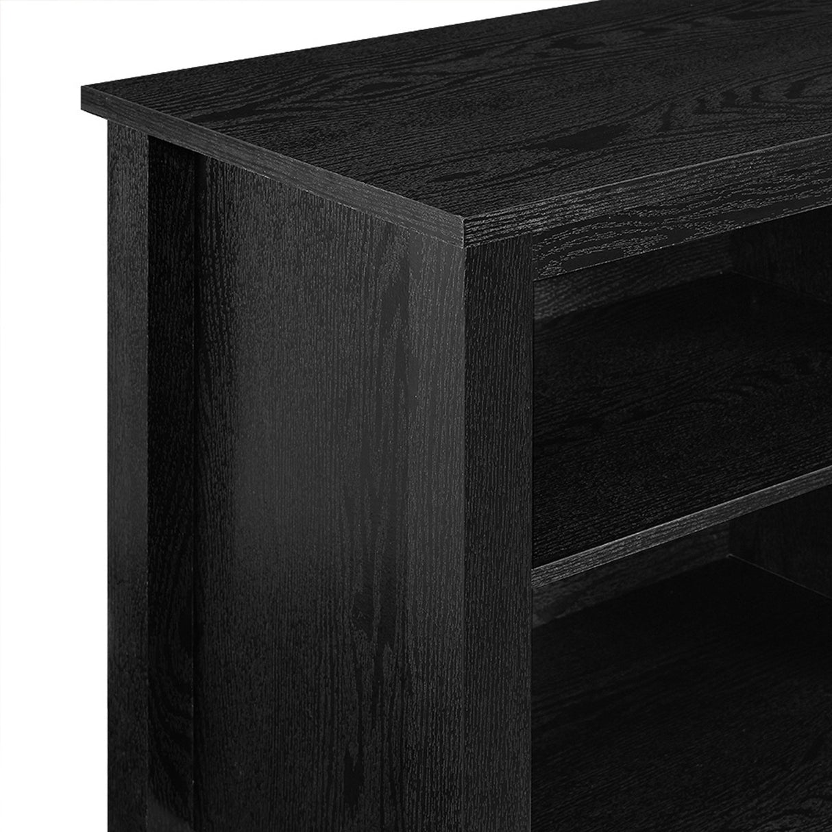 Walker Edison Wren Classic 4 Cubby Fireplace TV Stand for TVs up to 80 Inches, 70 Inch, Black Walker Edison