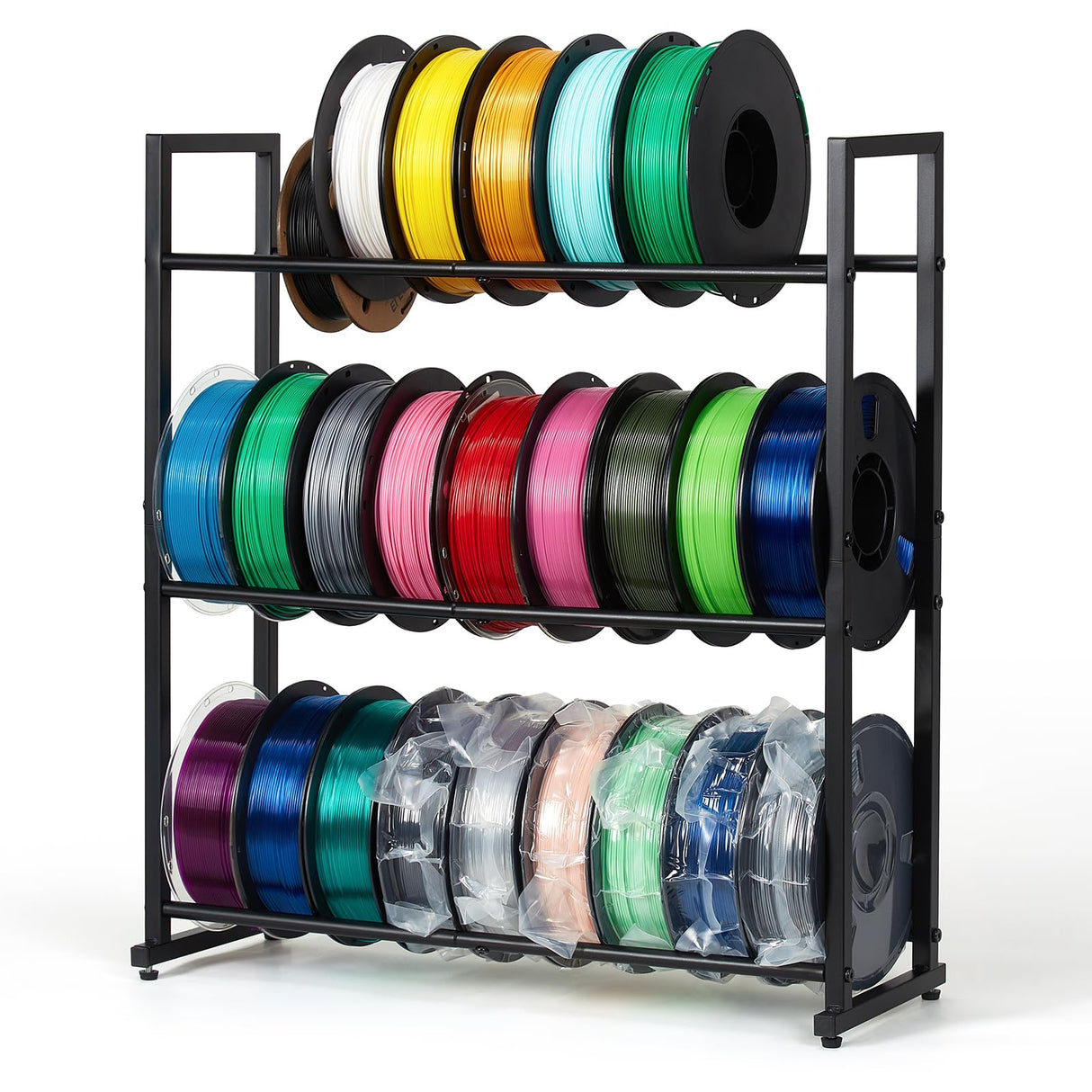 EnigmaSoul 3D Printer Filament Storage Rack Desktop, 3-Tier Heavy-Duty Filament Spool Holder Stand, Space-Saving Metal Filament Shelf for TPU/PLA/ABS, Ideal for Studio, Office, Workshop EnigmaSoul