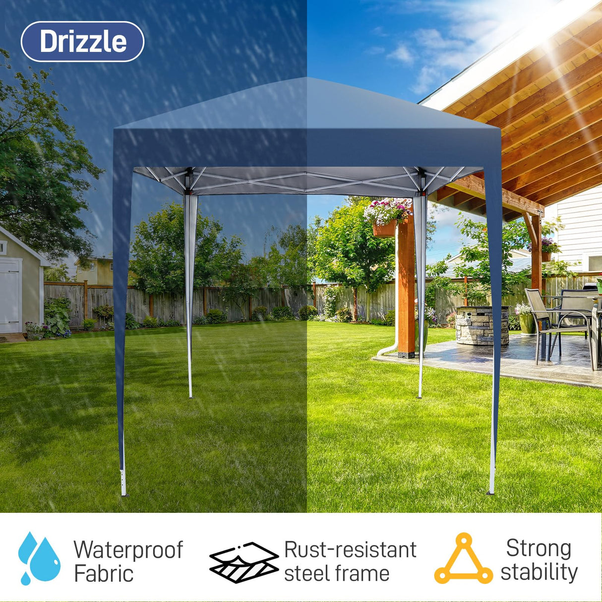 VINGLI 6.5x6.5 Pop Up Canopy Tent, Outdoor Tent Canopy Foldable Portable Canopies for Camping, Patio, Parties, EZ Up Gazebo Canopy with Carry Bag (Blue) VINGLI