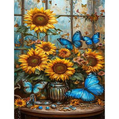 Mowana Sunflower Diamond Art Kits for Adults - Diamond Painting Kits for Beginners, Craft Kits 5D DIY Round Full Drill Gem Art Painting for Home Wall Decor and Gift 12x16inch