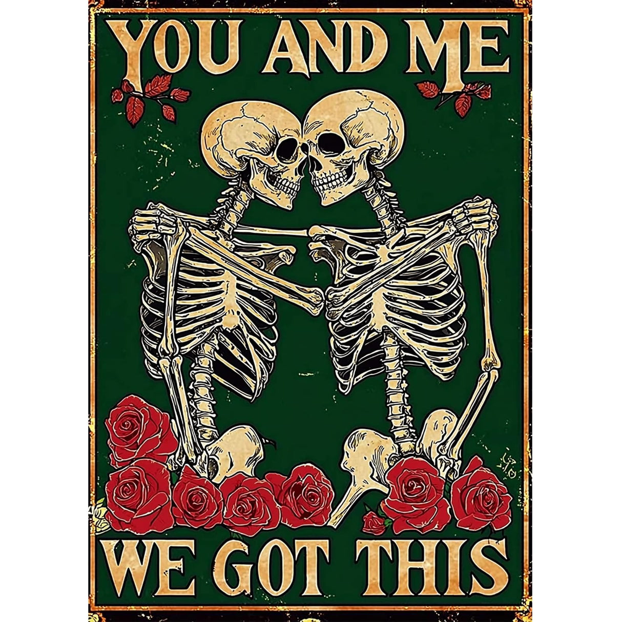 Bowetile 5D Skeleton Diamond Art Kits for Adults, The Skull of Love Diamond Painting Kits, DIY Full Round Drill Halloween Diamond Dots Paintings Picture Gem Art Craft for Home Decor 12x16 Inch Bowetile