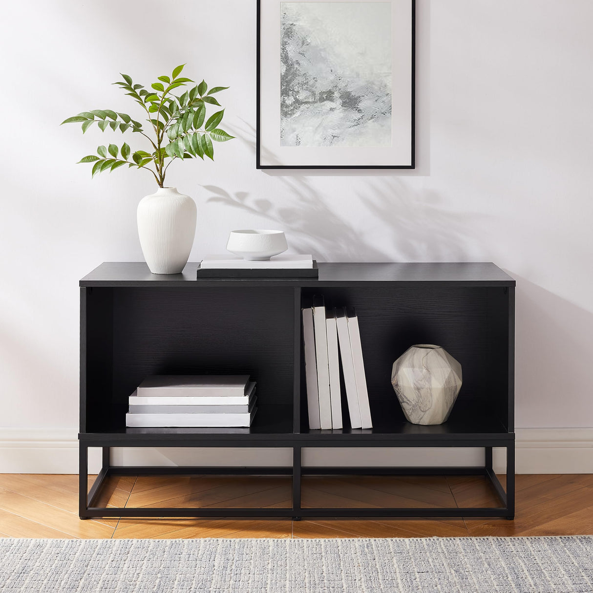 Crosley Furniture Enzo Medium Vinyl Record Storage TV Stand and Entertainment Center, Media Console, Black Crosley Furniture