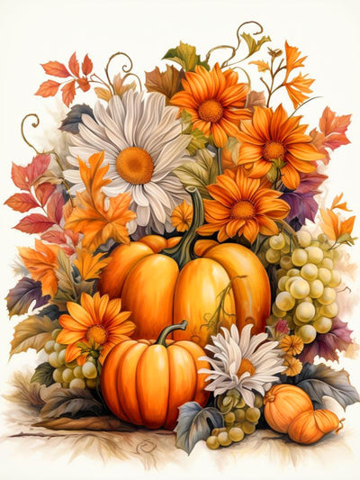Semneroy Fall Diamond Art Kits for Adults Beginners, DIY 5D Fall Pumpkin Diamond Painting Kits Thanksgiving, Full Drill Paint with Diamonds Art Painting Flowers for Home Decor 12x16 inch