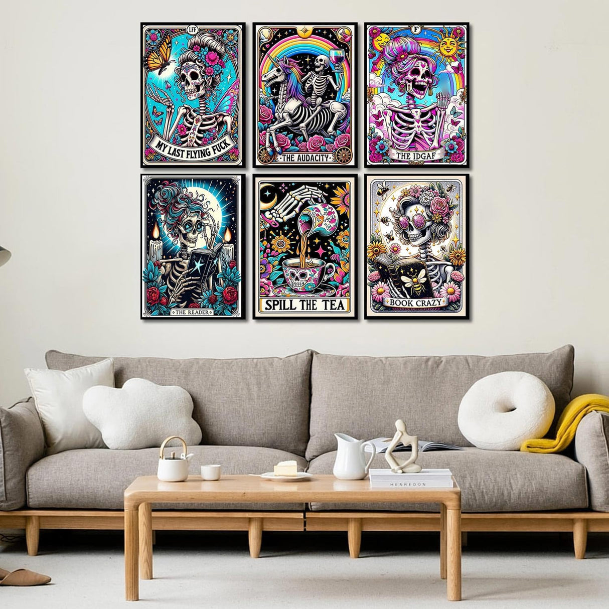 EIBEILI 6-Pack Skull Diamond Art Kits for Adults, Tarot Card Diamond Painting for Beginners, DIY Full Rhinestone 5D Gothic Diamond Painting Kits (Gemstone Craft), Home Wall Decoration (12x16 inch) EIBEILI