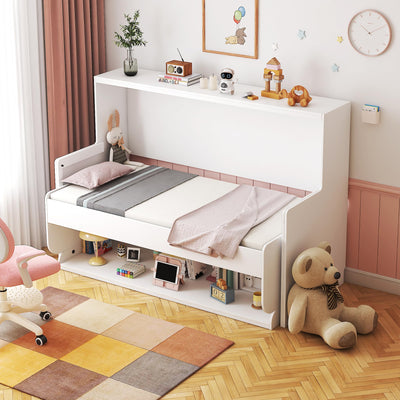 Twin Murphy Bed with Desk, Pull-Out Foldable Wall Bed, Space-Saving Muti-Functional Designed for Multipurpose Guest Room or Home Office