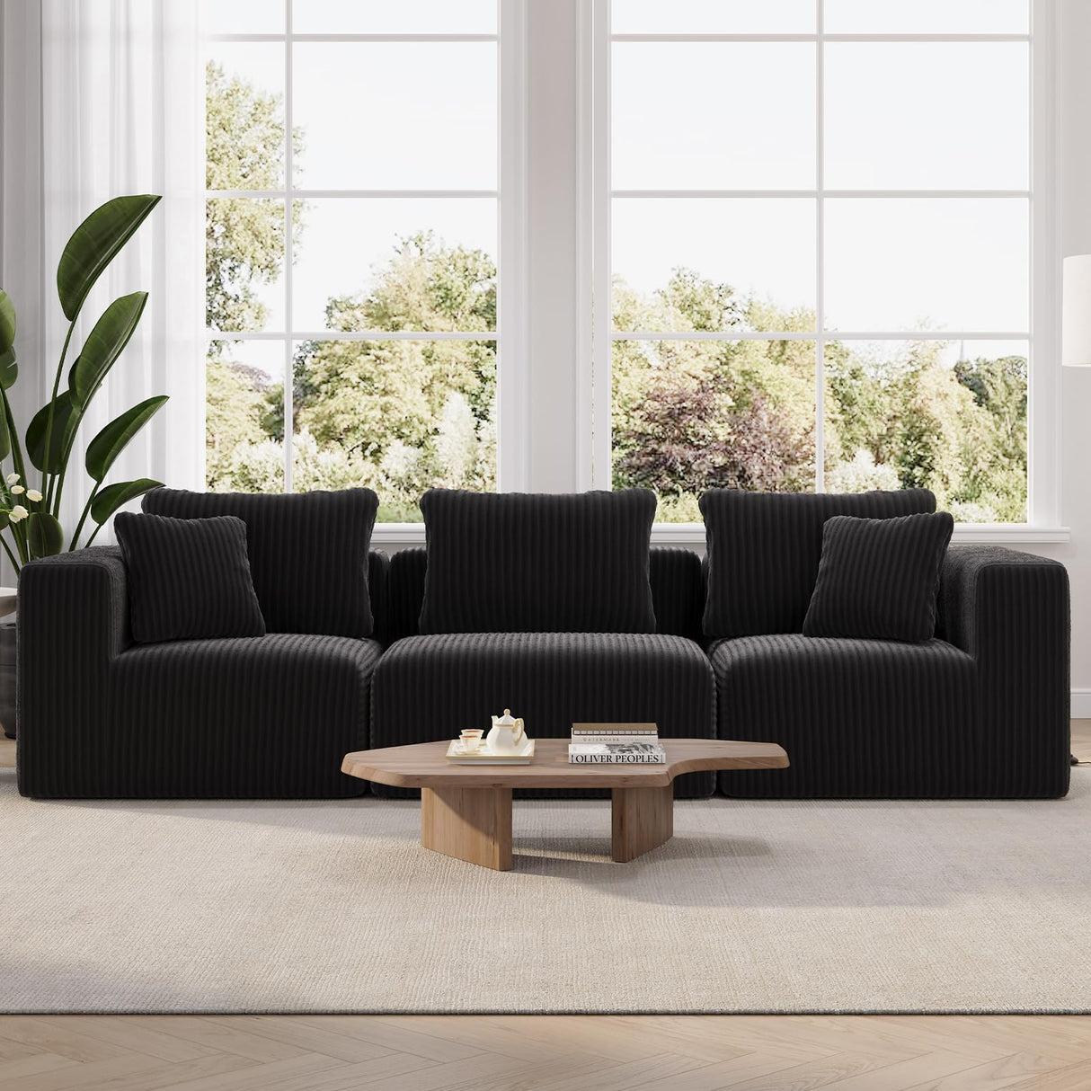 Novilla Modular Sectional Sofa, Modern Cloud Sectional Couch with Smarts Coil™ Support, Upholstered Boneless Couch for Living Room Apartments Bedroom, No Assembly Required (3 Seater) Novilla