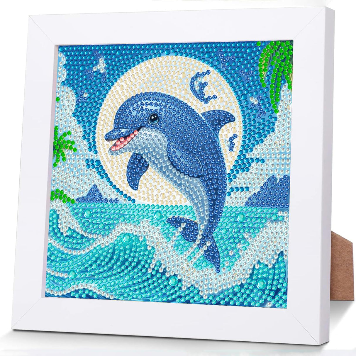 WEMEON Dolphin Diamond Art Painting Kits for Kids with Frame,Animal Diamond Art for Children Ages 4-8-12, with Beautiful Package for Gift Home Wall Decor(7x7inch) WEMEON