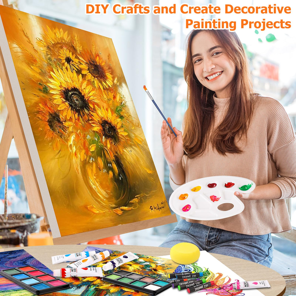 Soucolor Art Supplies, 192-Pack Deluxe Art Set Drawing Painting Supplies Art Kit with Acrylic Pad, Watercolor Pad, Sketch Book, Canvases, Acrylic Paint, Crayons, Pencils, Gifts for Artists Adults Kids Soucolor