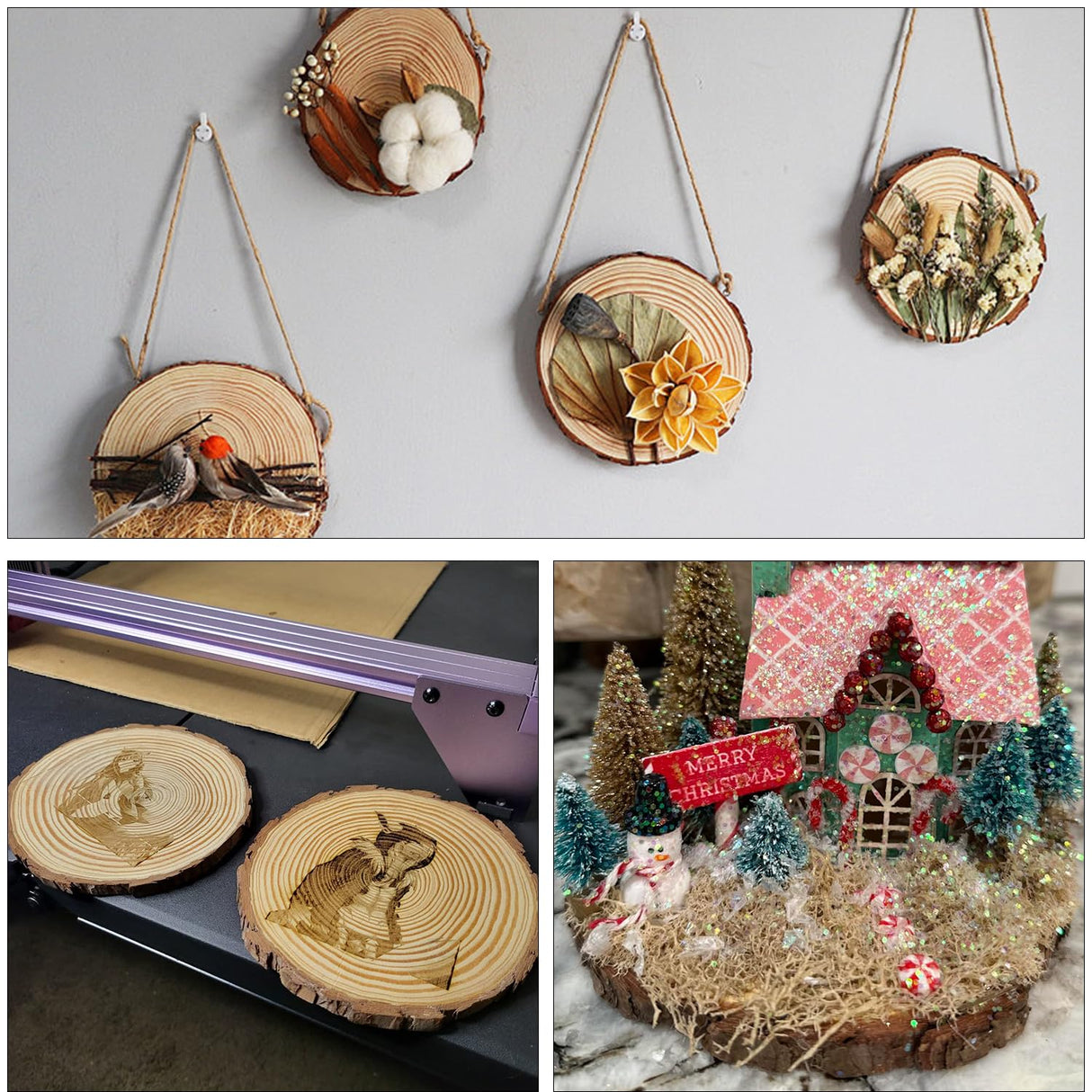 kukmakri 26 PCS Unfinished Wood Slices for Centerpieces, 5.5-6.3 Inch Natural Wood Slices with Tree Bark Pine and Wood Rounds Discs for DIY Crafts, Centerpieces, Art & Decor kukmakri