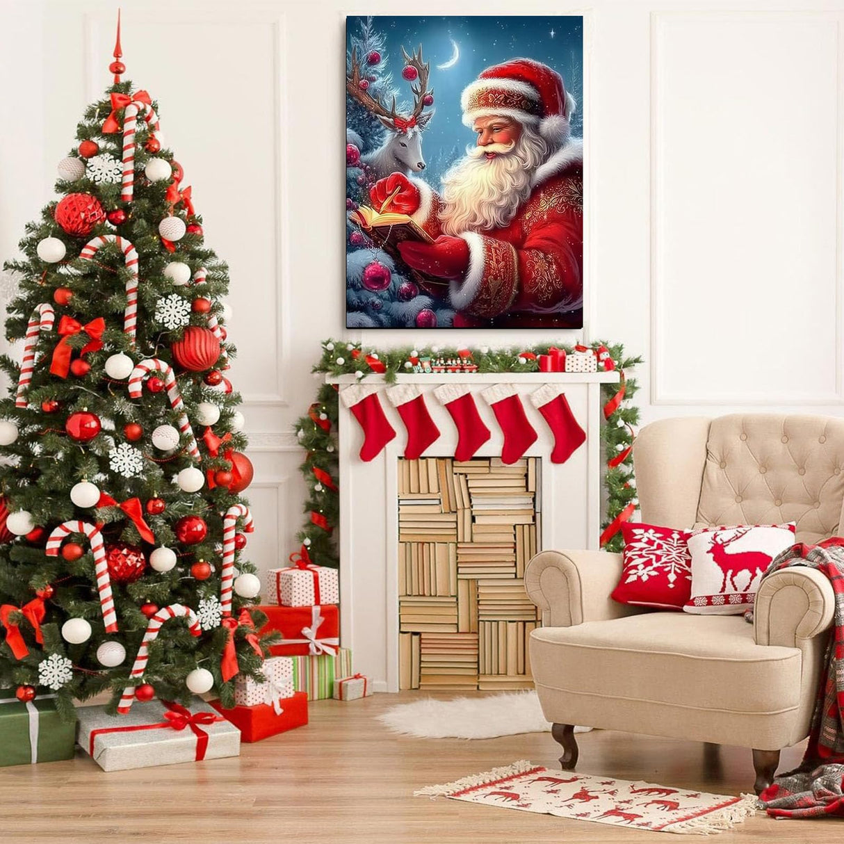 Christmas Paint by Numbers Kit for Adults Beginner-Santa Claus Adult Paint by Number Kits on Canvas, Christmas DIY Acrylic Oil Painting by Numbers for Adults for Gift Home Wall Decor(16x20inch) Arttoplus