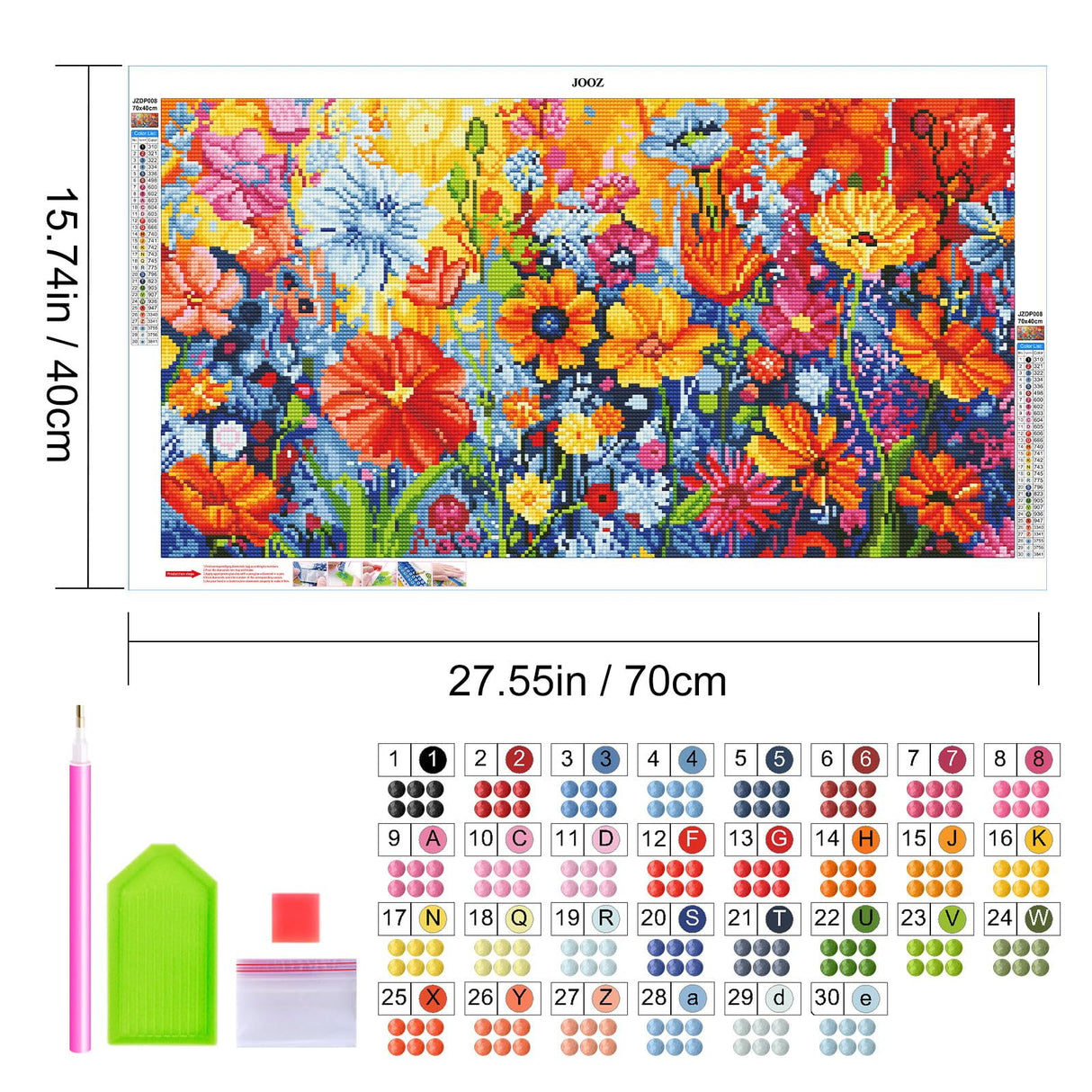 JOOZ Diamond Painting Kits for Adults - DIY 5D Large Diamond Art Kits for Adults Flowers, Full Drill Diamond Art Flowers Kit, Gem Art Kits for Home Wall Decor (27.5 X 15.7 Inch) JOOZ