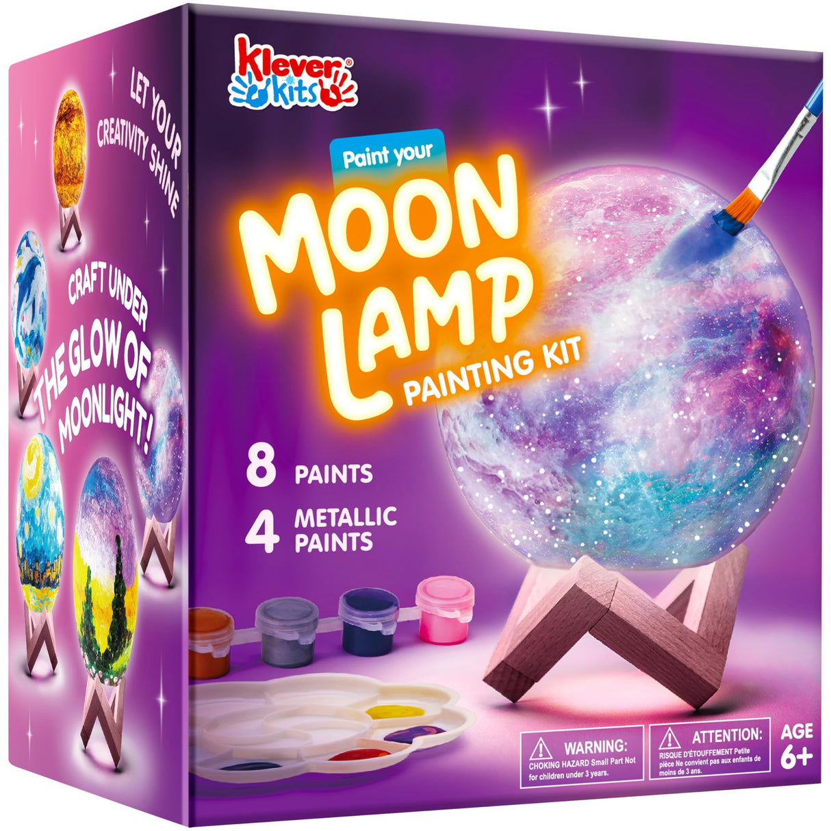 Klever Kits DIY 3D Moon Night Light, Paint Your Own Moon Lamp Kit Galaxy Lamp Arts and Crafts Kit, School Activities, Birthday Gifts for Kids Girls Boys Klever Kits