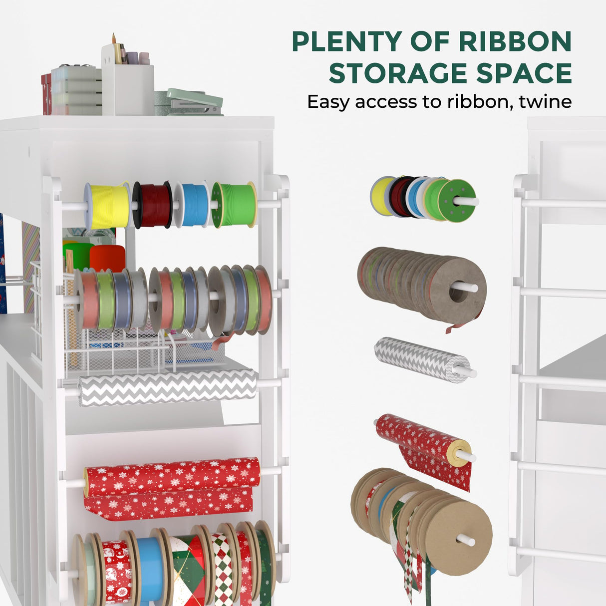 Craft Organization and Storage cart,Gift wrap Organizer Storage,Wrapping Paper cart,Wrapping Station (3 Wooden Drawers) Anrigeail