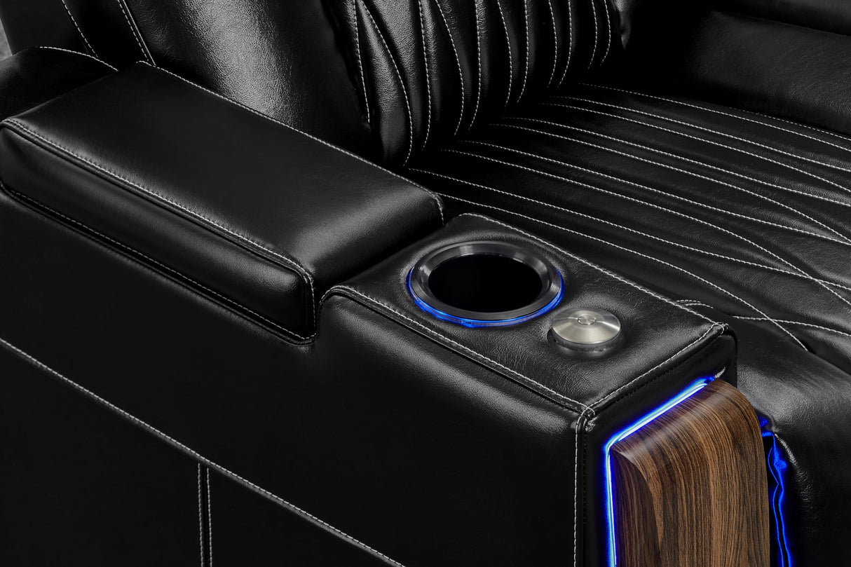 Valencia Tuscany Executive Premier Home Theater Seating with Heat & Massage, Top Grain Italian Nappa 11000 Leather Power Recliner Chair with Headrest & Lumbar Support (Row of 2 Loveseat, Black) VALENCIA THEATER SEATING