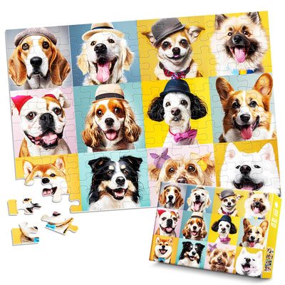 Puzzles for Kids Ages 6-8 8-10 10-12 Year Old and Seniors- Cute Dogs Portrait Jigsaw Puzzle- 100 Piece Puzzles Colorful Children Puzzles Educational Toys Puppy Animal Puzzle as Home Decor