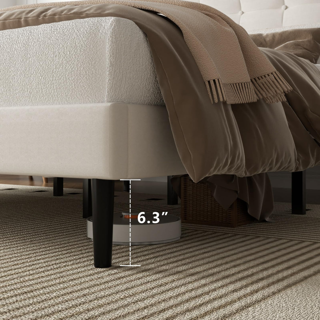 HAOARA King Size Bed Frame, King Size Platform Bed Frame with Upholstered Button Tufted Headboard, Strong Wood Slats, No Box Spring Needed, Mattress Foundation, Easy Assembly Beige HAOARA