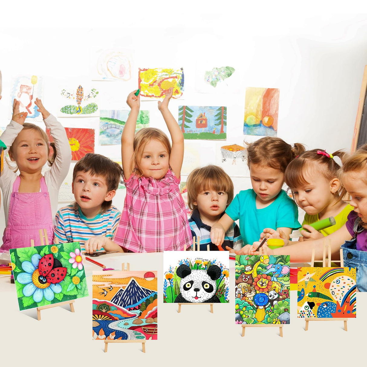 ESRICH 24 Pack 11.8" Wood Easels,Small Tabletop Display Stand,Easel Stand for Painting,Painting Party,Kids Student Tabletop Easels for Painting, Portable Canvas Photo Picture Sign Holder ESRICH