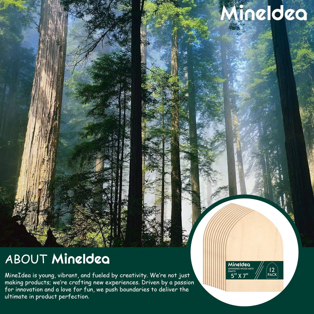 MineIdea 12 Pack Unfinished Gothic Arch Wood Plaque, 5" x 7" Unfinished Wood Arch Crafts DIY Wood Gothic Plaque, Unfinished Arch Wood Boards for Crafts DIY Wood Projects MineIdea