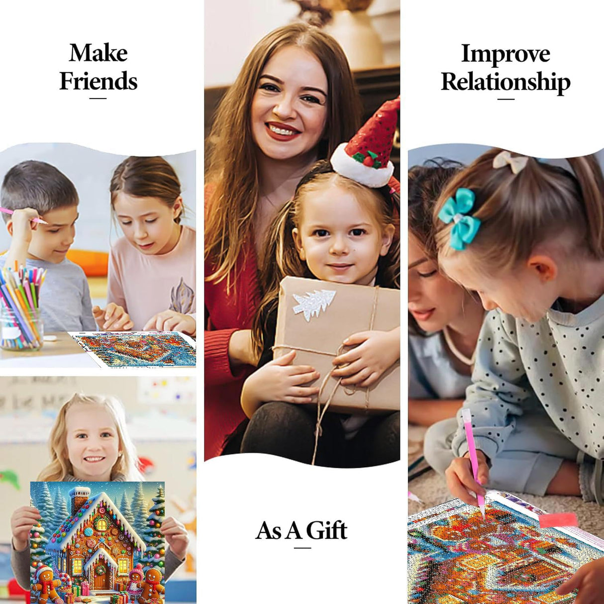 Mrnsiet Chirstmas Diamond Painting Kits for Adults, Candy House Diamond Art Kit for Beginners, DIY Full Drill Winter Painting Gem Art Painting Kits 14x14Inch Mrnsiet