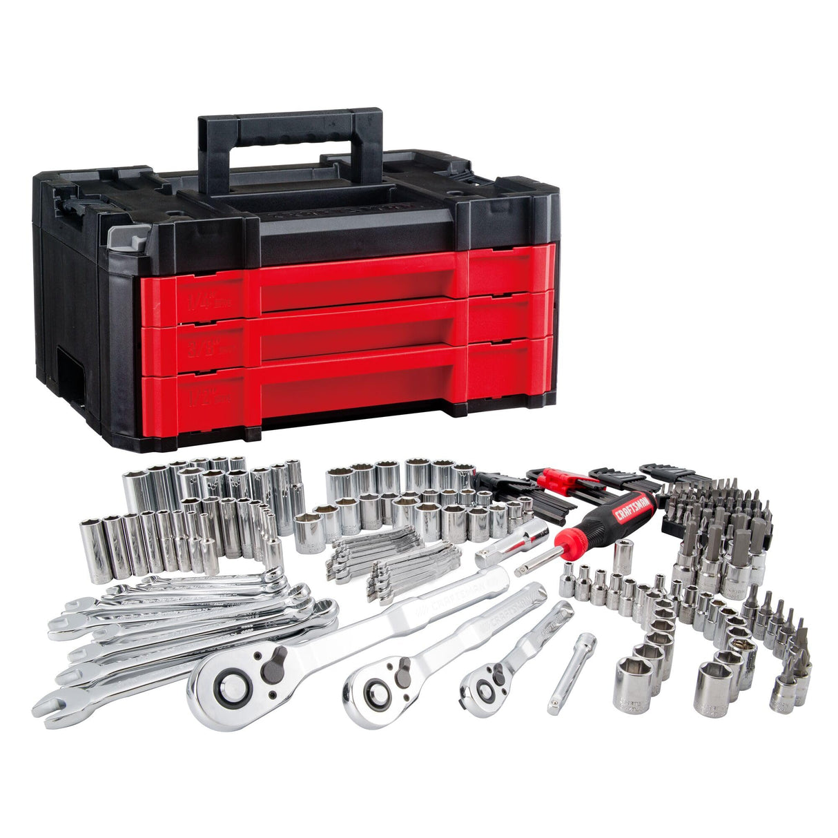 CRAFTSMAN VERSASTACK Mechanics Tool Set, 1/4 in, 3/8 in, and 1/2 in Drive, 230 Piece (CMMT45306) CRAFTSMAN