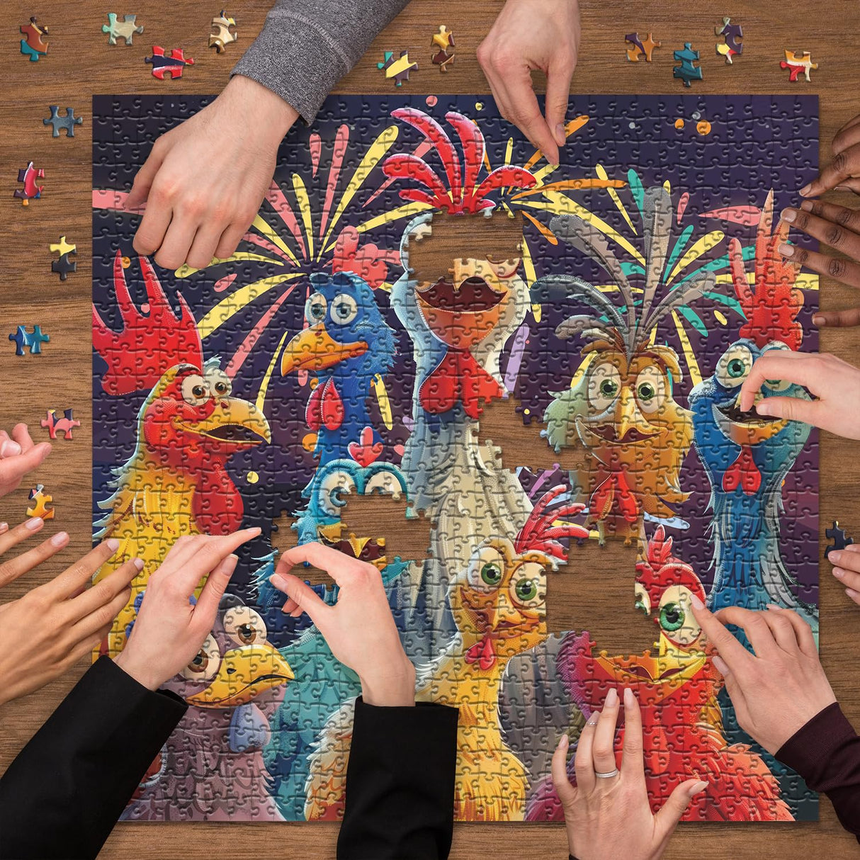Chicken Puzzles for Adults 1000 Pieces, PICKFORU Happy Chicken Jigsaw Puzzle 1000 Pieces, Funny Rooster Hard Difficult Thanksgiving Puzzle as Wall Art PICKFORU