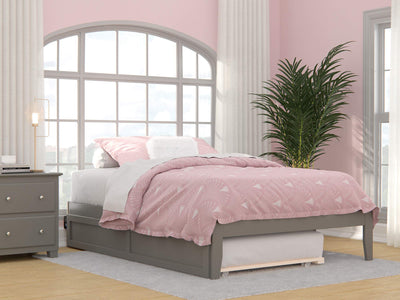 AFI Colorado Full Size Platform Bed with Twin Trundle and Charging Station in Grey