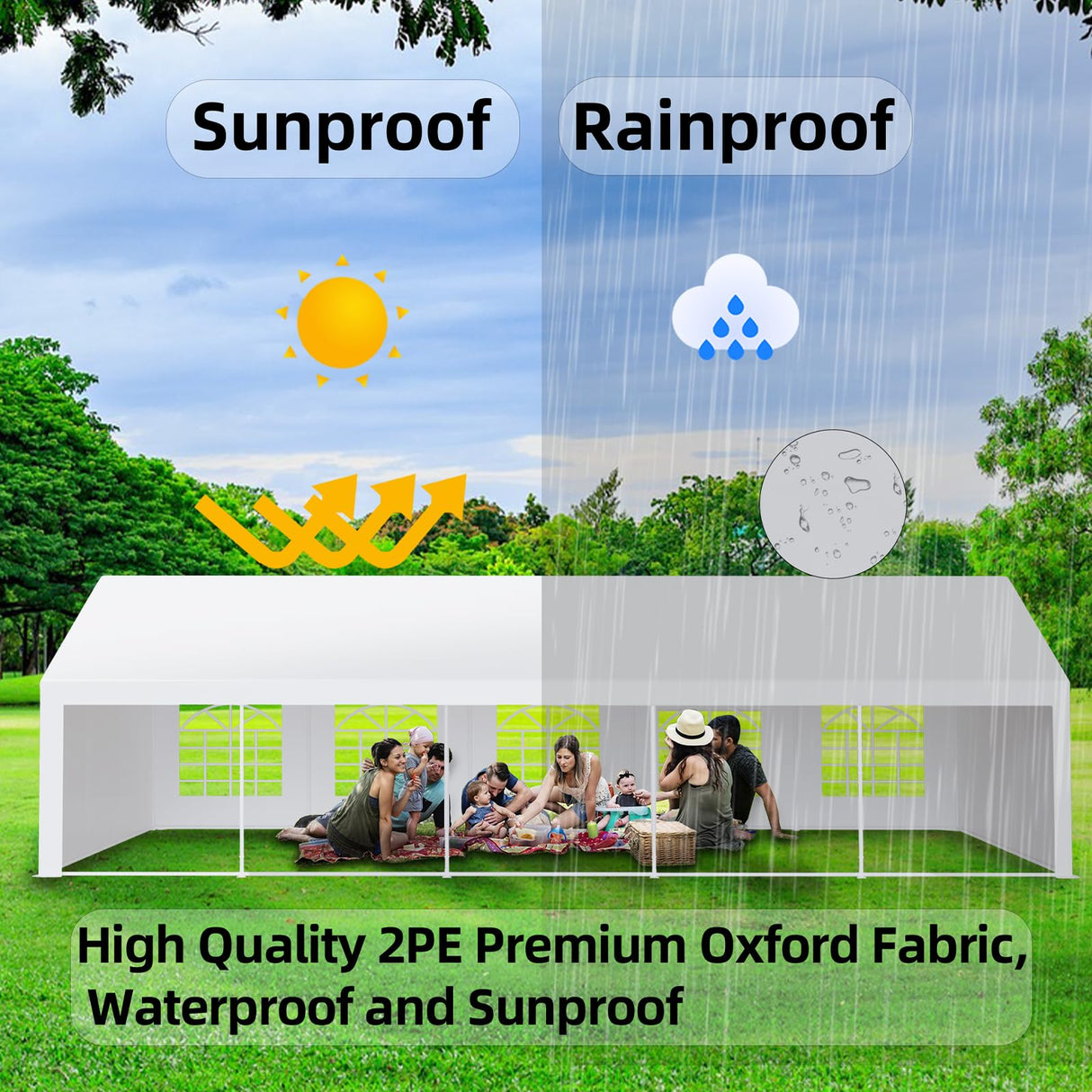 Garvee 20x40 Ft Heavy Duty Party Tent, Outdoor Wedding Event Shelter with Removable Side Walls, Large Commercial Tent with Large White Roof and 5 Storage Bags for Wedding Parties, Outdoor Events Garvee