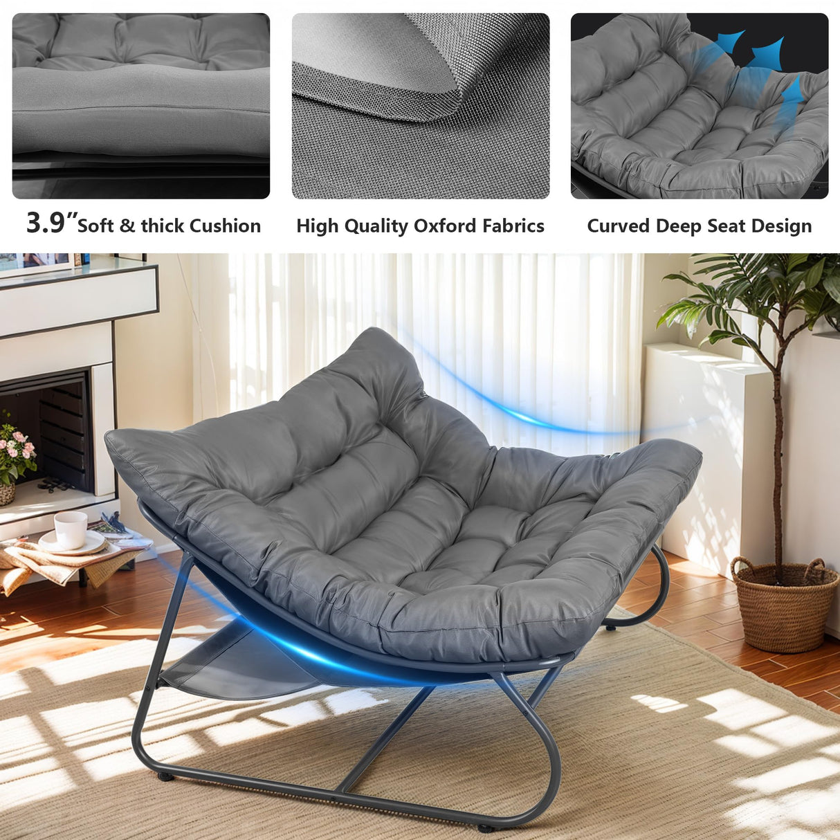 NOBLEMOOD 2 Pieces Patio Loveseat Set with Coffee Table, Outdoor Indoor Cushioned Love Seat, Metal Frame Oversized 2 Seater Chair for Porch, Garden, Living Room, Balcony NOBLEMOOD