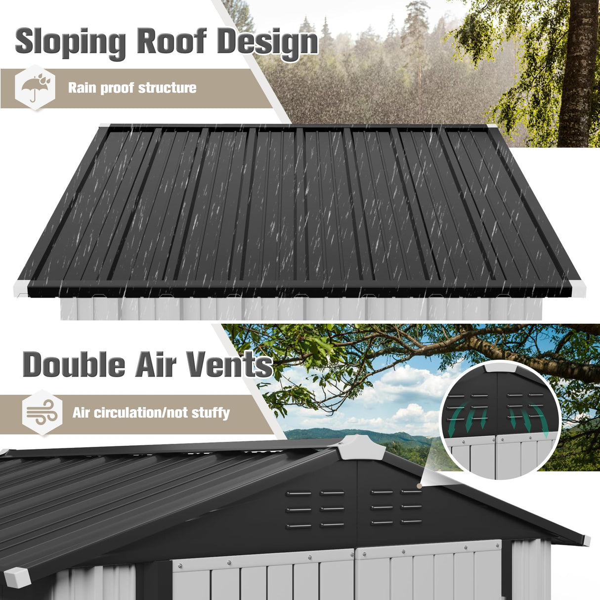 JUMMICO Metal Outdoor Storage Shed 6 x 4 FT Metal Shed with Lockable Door,Waterproof Garden Tool Shed Storage House for Backyard Patio Lawn,White JUMMICO