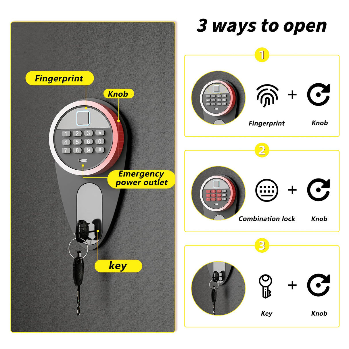 Welfiya 6-8 Gun Safes,Biometric Gun Safe for Pistols with Quick Access,57" Fireproof Cabinet with Adjustable Rack for Home Rifle and Shotguns,Fingerprint/Digital Keypad Lock,Black Welfiya