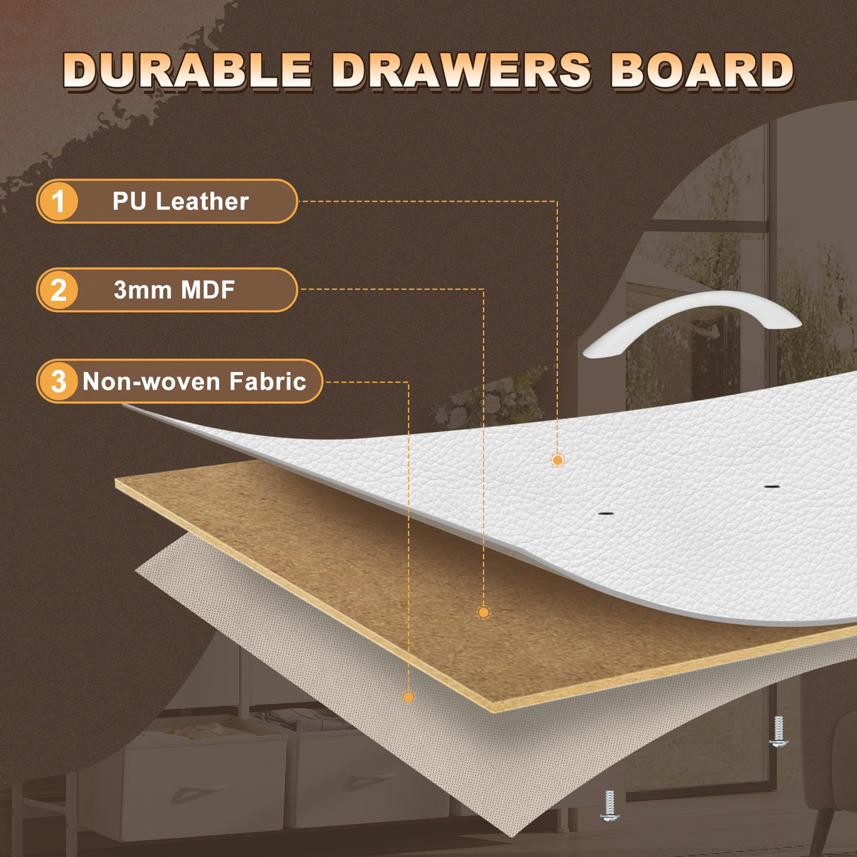 EKNKOZY Dresser TV Stand with 8 Drawers, Dresser TV Stand with LED Lights & Power Outlets, Bedroom Dresser, Chest of Drawers for 55'' Long TV, Wide Fabric Dresser (Rustic Brown) EKNKOZY