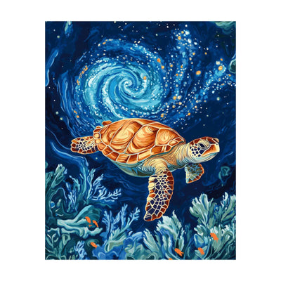 zouewit Turtle Paint by Number, Sea Turtle Paint by Numbers Kit for Adults, Turtle Swimming in Ocean Poster Wall Art, Starry Night Animal Acrylic Painting, Home Decor(16×20inch, Unframe)