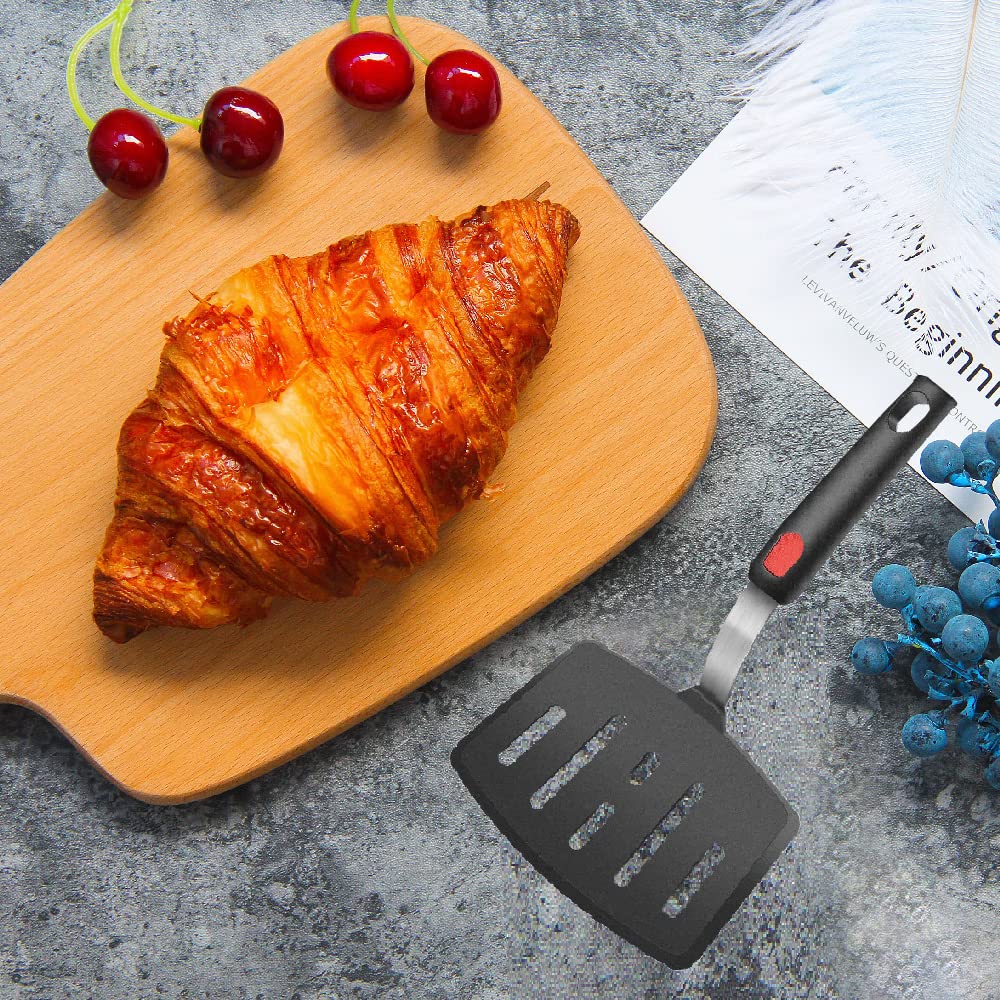 Silicone Spatula Turner, 4-Pack Spatulas 600°F Heat Resistant Set for Nonstick Cookware, Kitchen Cooking Utensils BPA Free Rubber Egg, Crepe, Pancake,Burger,Fish Wiztoynia