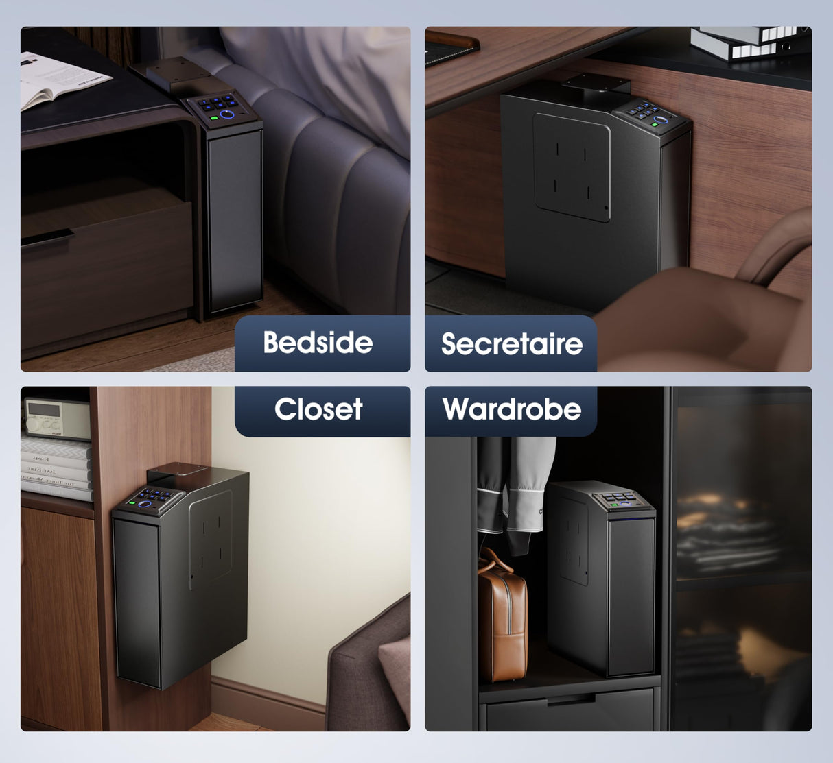 Gun safe, Biometric Slider safe for handgun, 4 Ways Unlock with Fingerprint, Key Access, PIN Code, Mounted Nightstand Pistol Safe and Gun Lock Box for Car, Truck, Desk, Bedside, Wall ORARAER