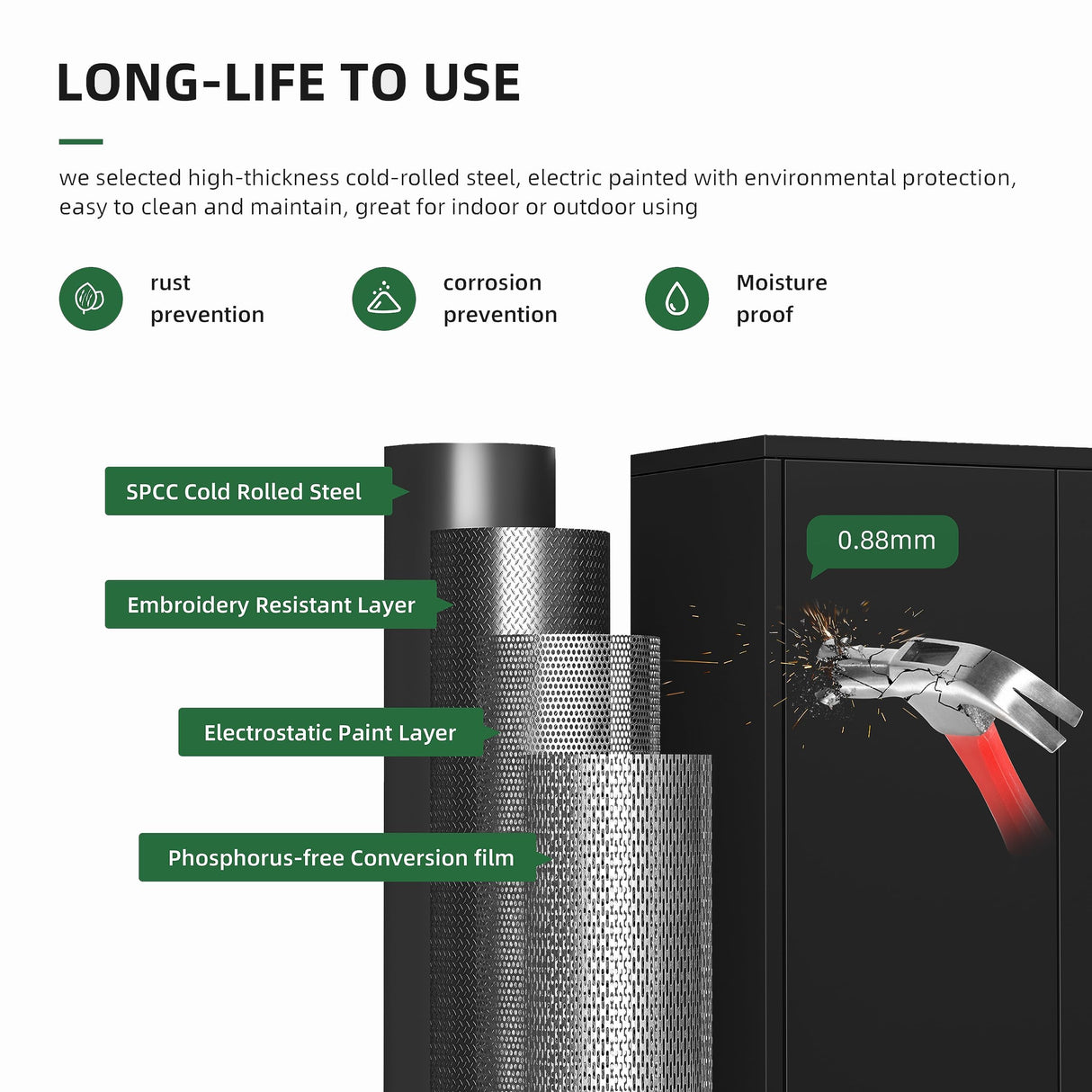 Greenvelly Metal Garage Storage Cabinet with Doors and Adjustable Shelves,72" Black Steel Lockable File Cabinet, Metal Tool Cabinets,Locking for Home Office,Garage,School(16" D x 32" W) Greenvelly