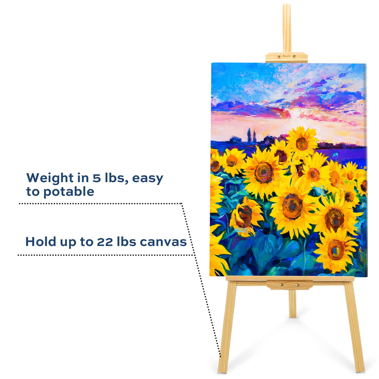 Finenolo Wooden Painting Easel, Adjustable Stand Easel for Canvas Wedding Signs, Holds up to 48", Art Easel for Adults Artist Beginners Students finenolo