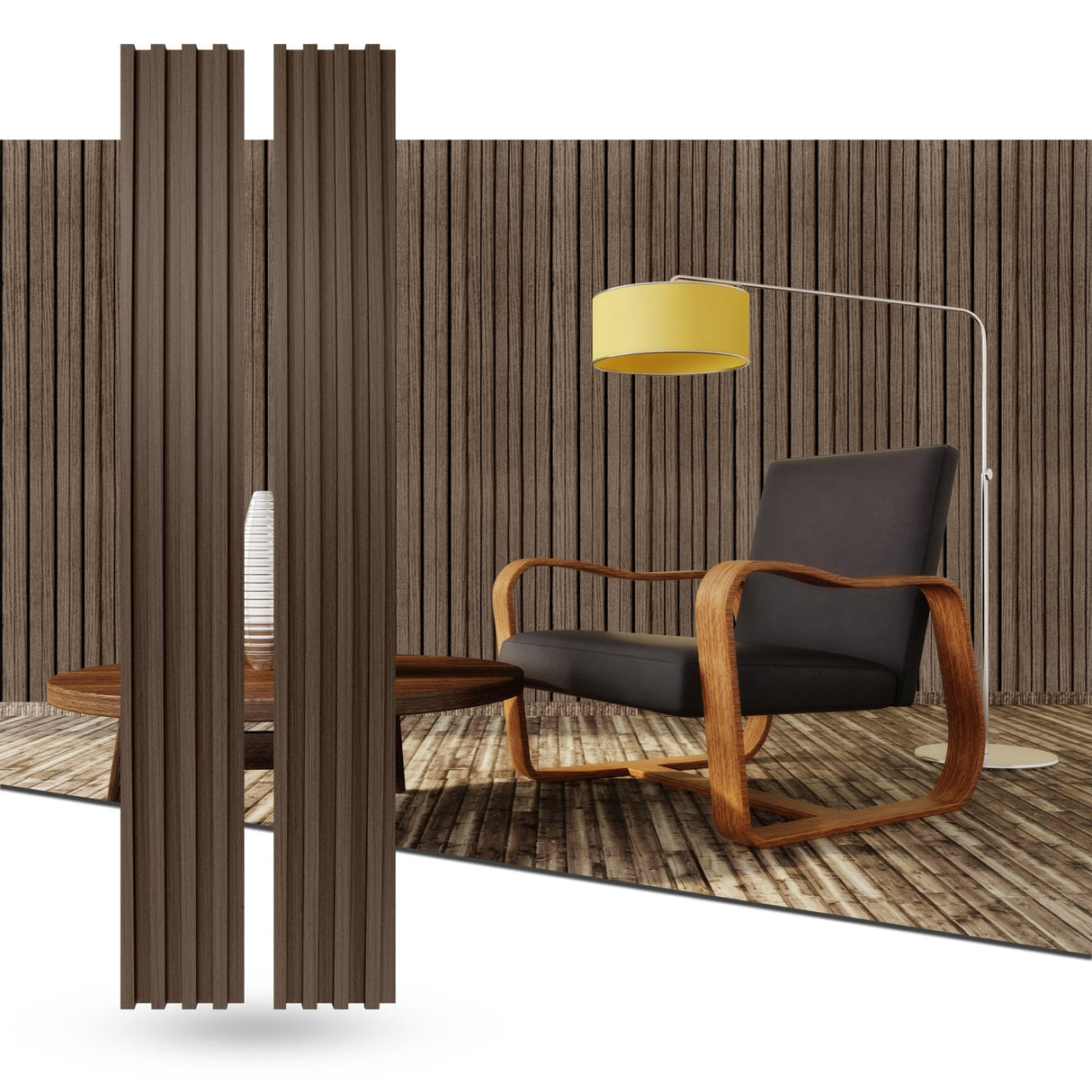 Generic 94.5"" L x 5.75"" W Shiplap Wood Wall Paneling, 3D Wall Paneling for Interior Wall Decor (Set of 3) (Driftwood) WoodArtSupply