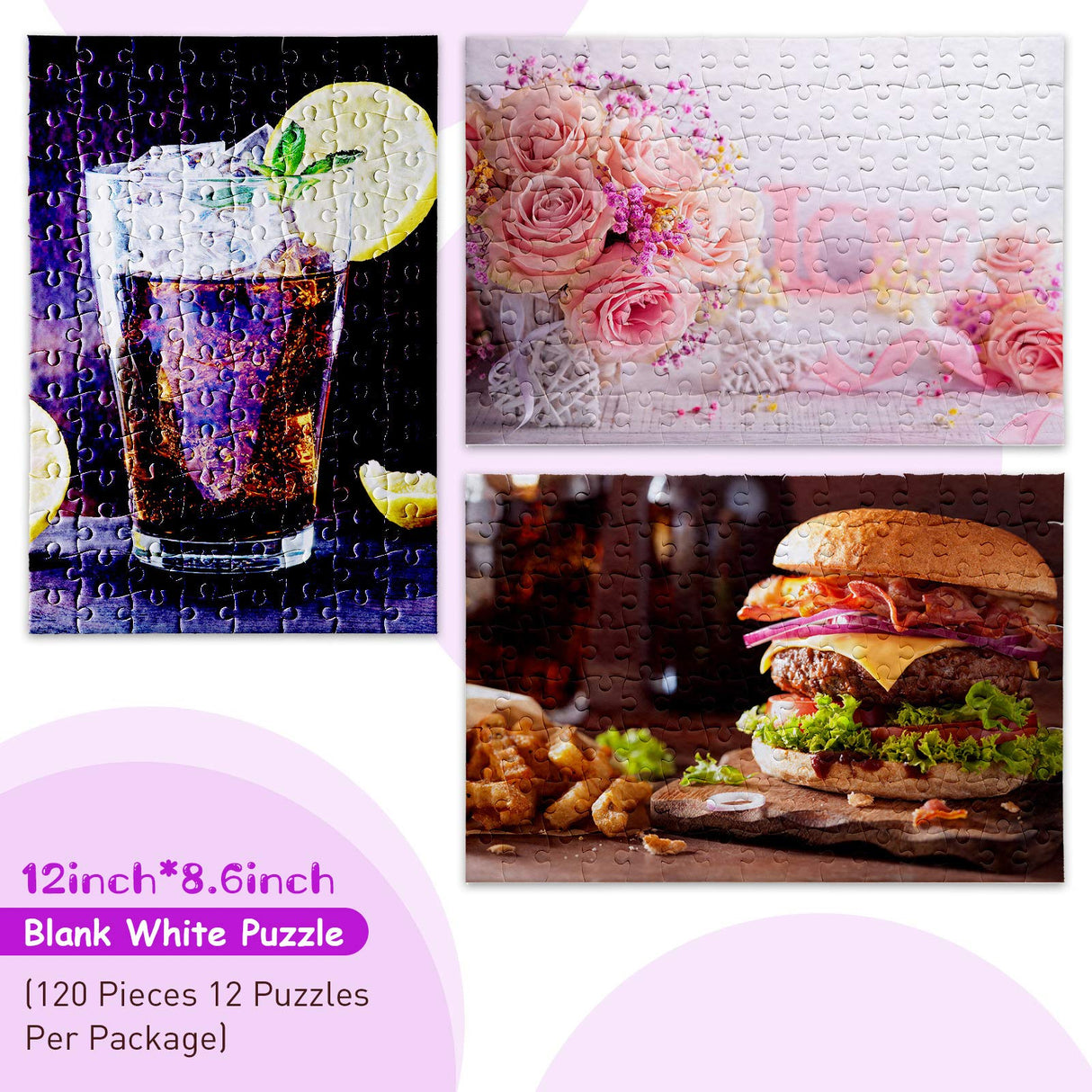 Skylety 12 Sets Sublimation Puzzle Blanks Bulk 120 Pieces A4 Jigsaw Puzzle DIY Thermal Transfer Puzzle Custom Puzzle for Heat Press Printing Crafts Skylety