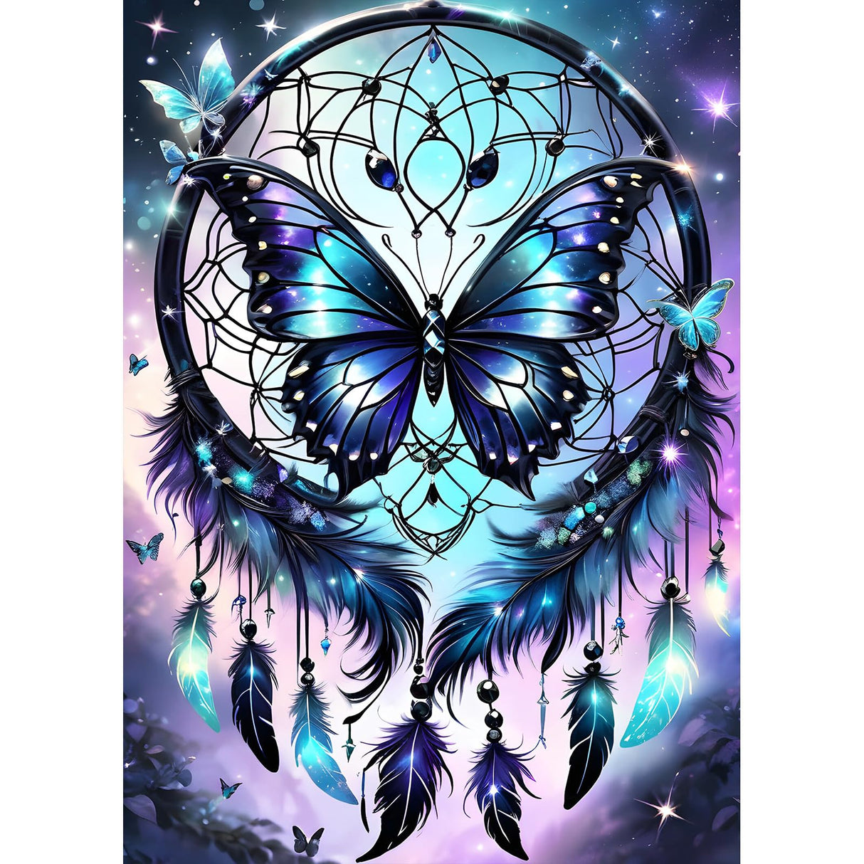 DPHERO Butterfly Diamond Painting Kits for Beginners Adults,5D DIY Dreamcatcher Diamond Art Kits,Round Full Drill Feather Diamond Painting Art,DIY Painting by Numbers Diamond Art Painting 12x16 inch DPHERO
