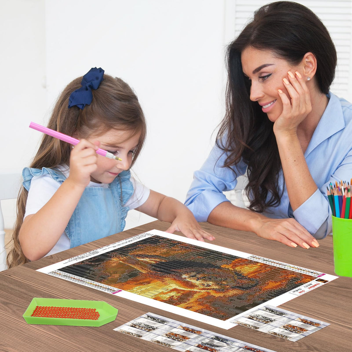 QENSPE Diamond Painting Kits for Adults,Lion Full Drill Diamond Art Diamond Dots Paintings for Beginners,Round 5D DIY Arts and Crafts for Home Wall Decor 12x16 inch QENSPE