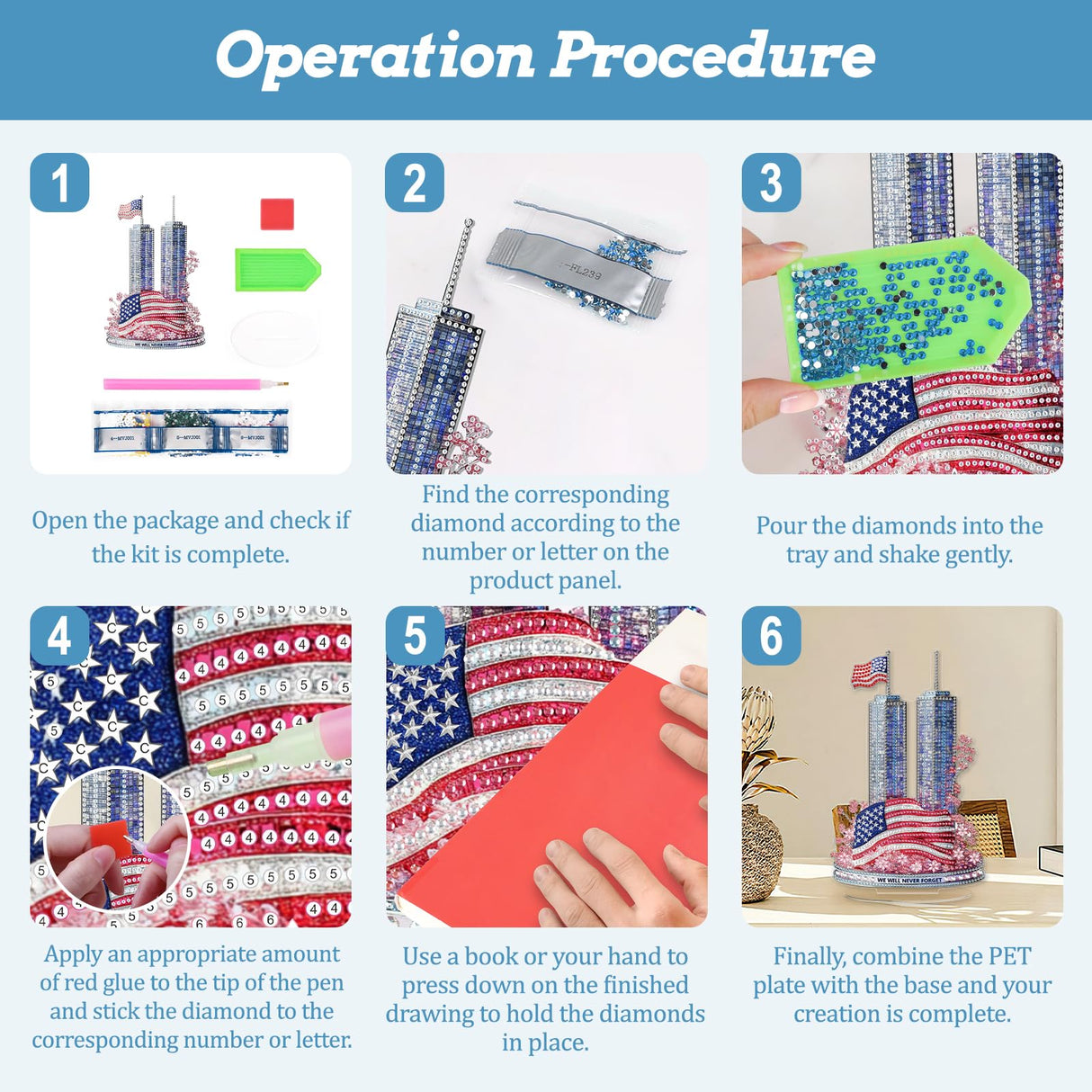 MAXBYE Twin Towers Tabletop Diamond Art Painting Kit, DIY 5D Diamond Painting Kits, Special Shaped Diamond Desktop Ornament, Home Stand Up Gem Painting Sculpture Craft Kit, Diamond Art Statues MAXBYE