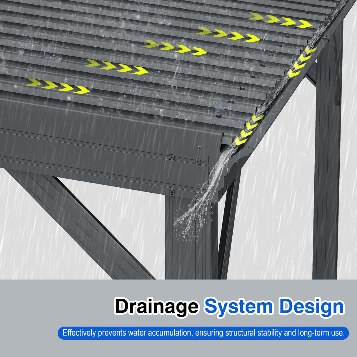 Domi 8x10FT Lean to Gazebo, Outdoor Hardtop Wall Mounted Gazebo with Sloping Galvanized Steel Roof, Upgraded Heavy Duty Mounted Shelter with Drainage System for Deck, Porch, Backyard domi outdoor living