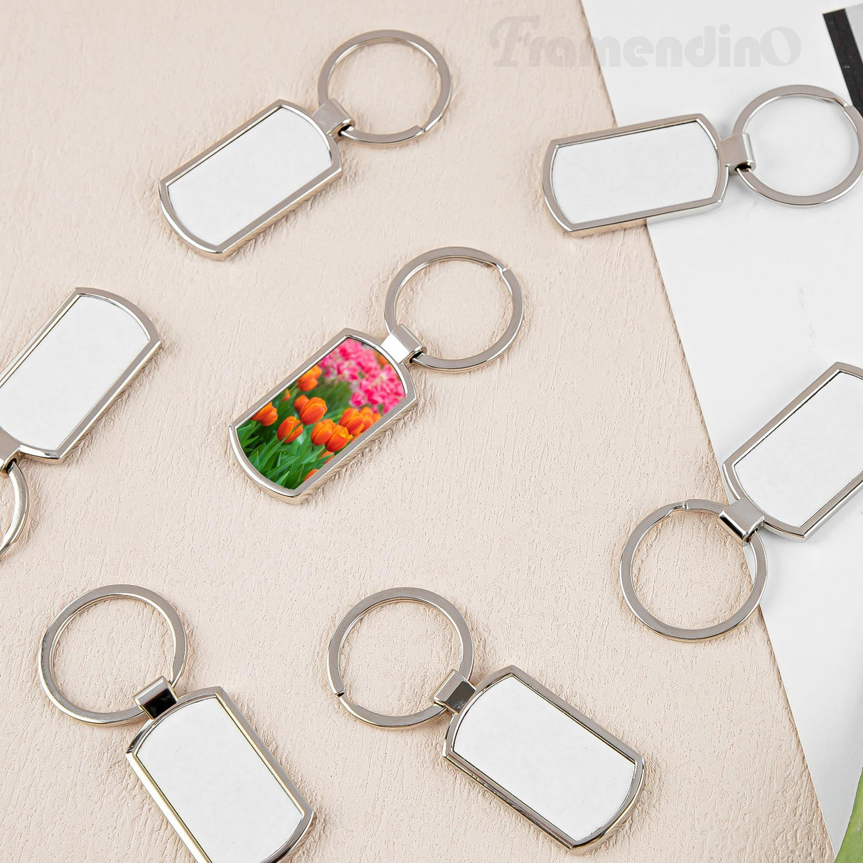 Framendino, 10 Pack Sublimation Keychain Blanks Rectangle Heat Transfer Press Key Chains with Key Rings for DIY Photos Crafts Framendino