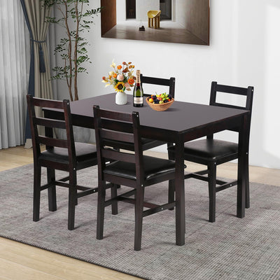 Kitchen Table Set 5 Piece Dining Table Set Sturdy Wooden Square Table and Chair Breakfast Table Set for 4 Person, Small Dining Room Table Set for Restaurant Home Kitchen Living Room, Brown